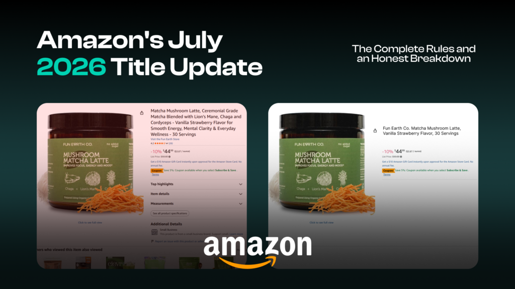 A clear infographics of how amazon updates title should look like as there is a new amazon title update