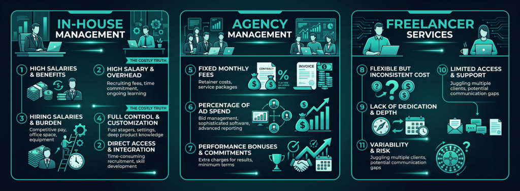 3 Amazon PPC Management Options Infographics